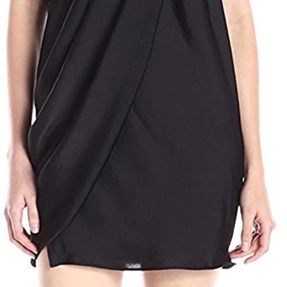 BCBGMaxAzria New DRESS One-Shoulder Ruffle Layered BLACK Mini Party Club NWT - Picture 4 of 14